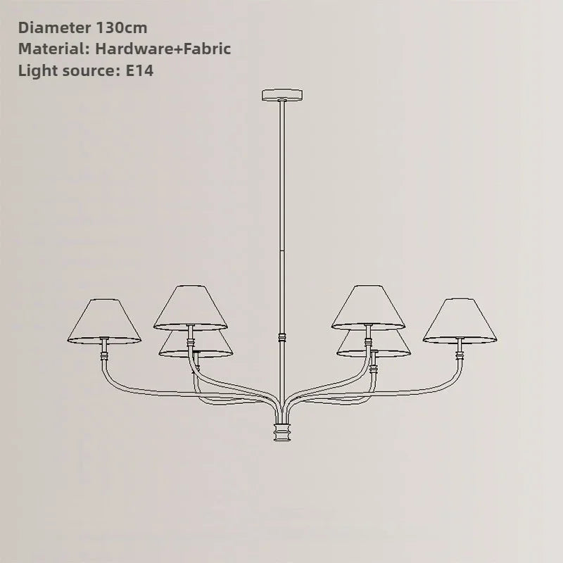 Nordic Iron Pendant Light with Fabric Shades