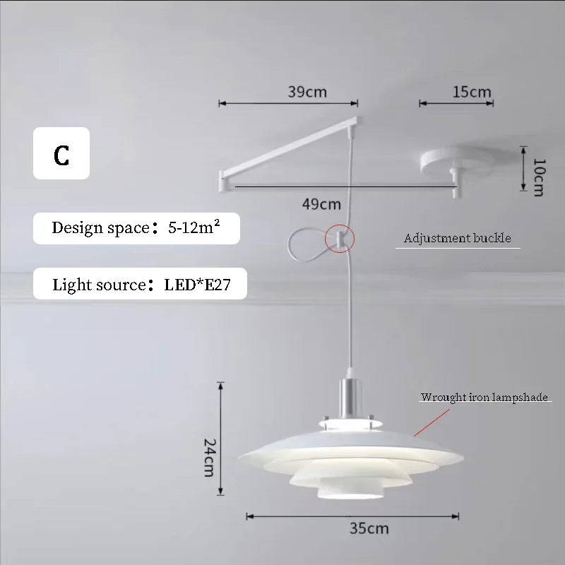 Nordic Iron Swing Arm Pendant Light for Dining Room