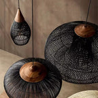 Handwoven Rattan Pendant Light - Bohemian Wabi Sabi