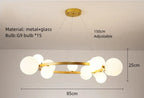 Nordic Round Glass Pendant Light Iron Frame