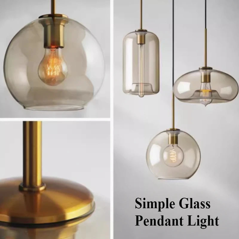 Nordic Glass Pendant Light Cognac for Dining Room