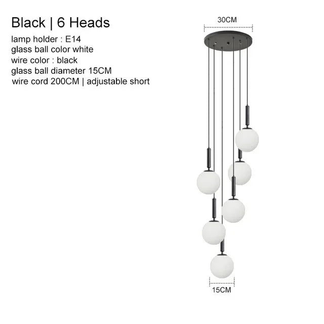 Nordic Glass Ball Pendant Light - Brass Hanging Lamp