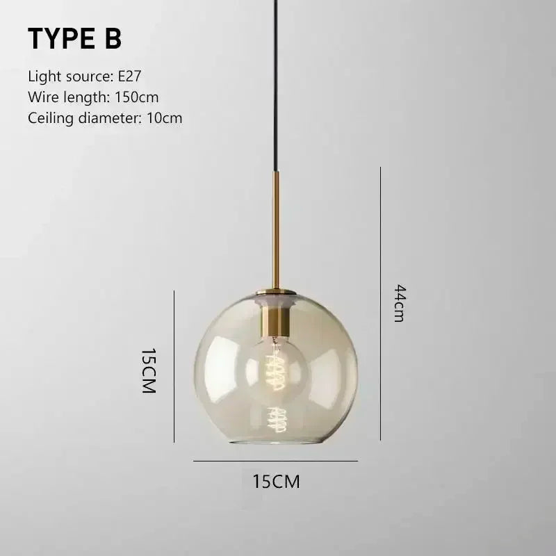Nordic Glass Pendant Light Cognac for Dining Room