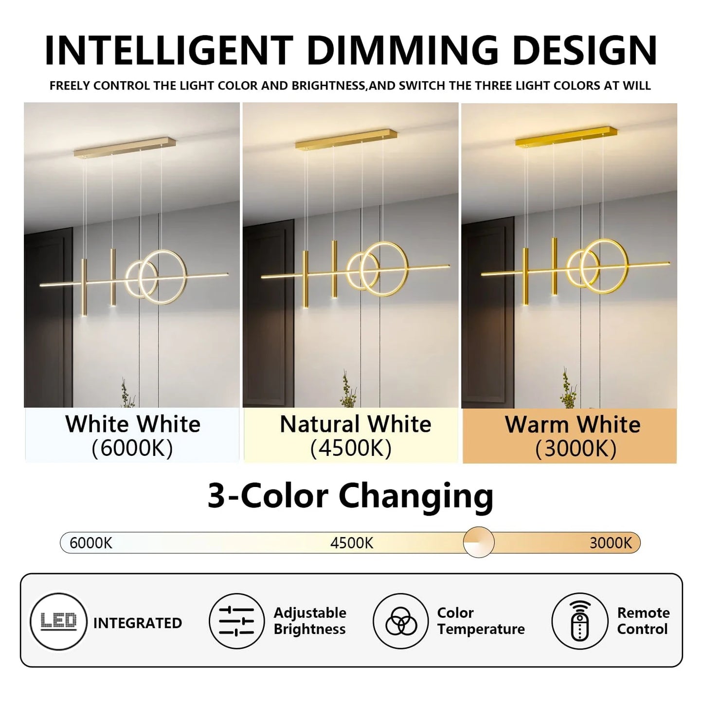 Minimalist Iron LED Pendant Light for Dining Room