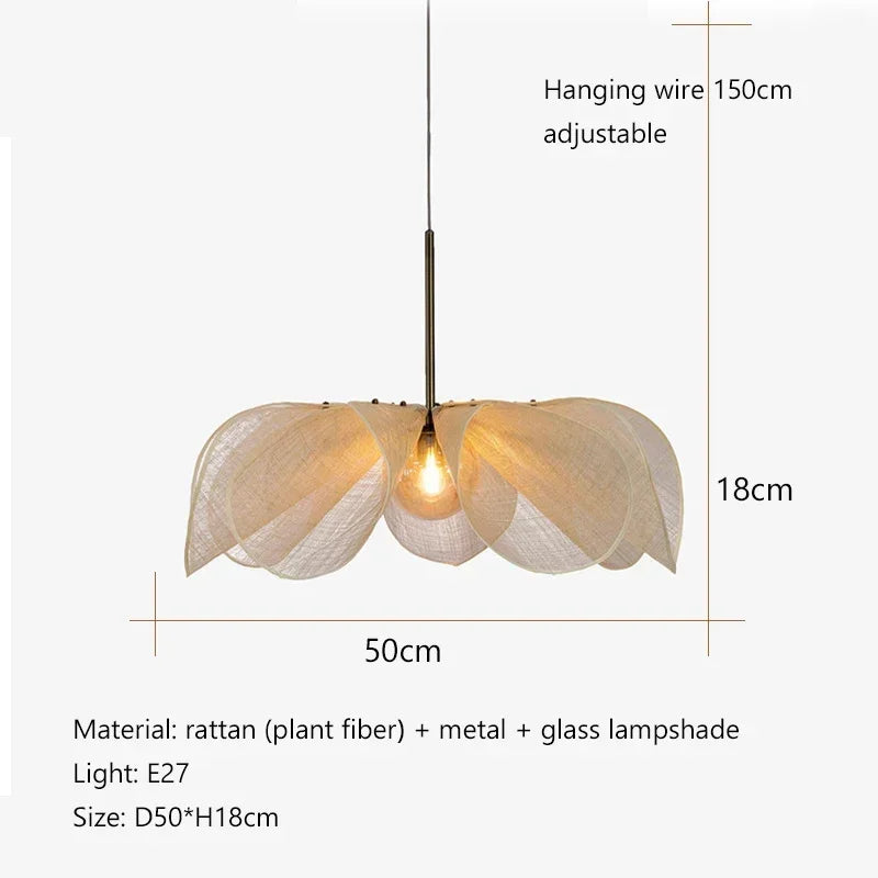 Lámpara Colgante de Tela Wabi Sabi para Sala de Estar