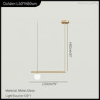 Nordic Minimalist Brass Pendant Light Linear Multi-Head