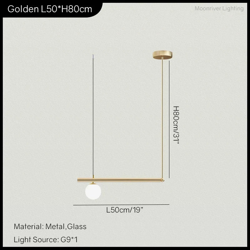Nordic Minimalist Brass Pendant Light Linear Multi-Head