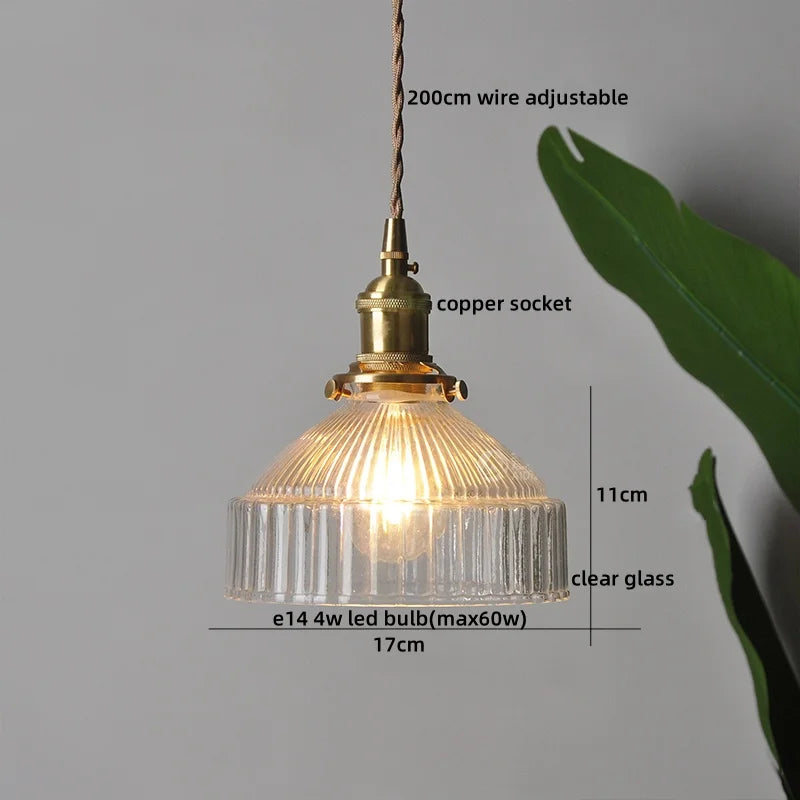 Nordic Glass Pendant Light with Copper Fixture
