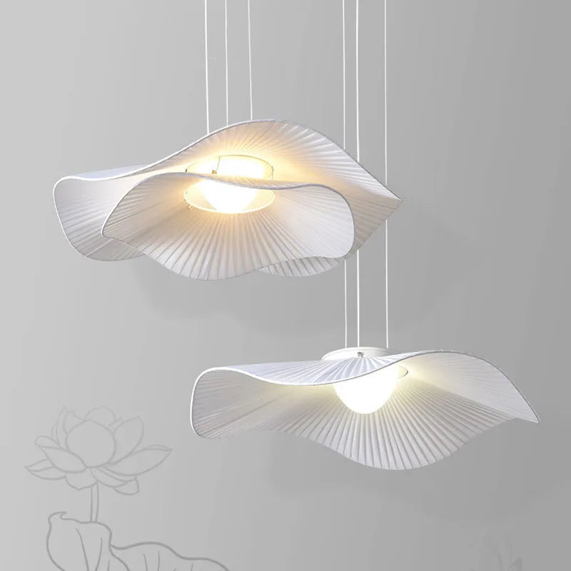 Lámpara colgante de tela blanca minimalista para comedor
