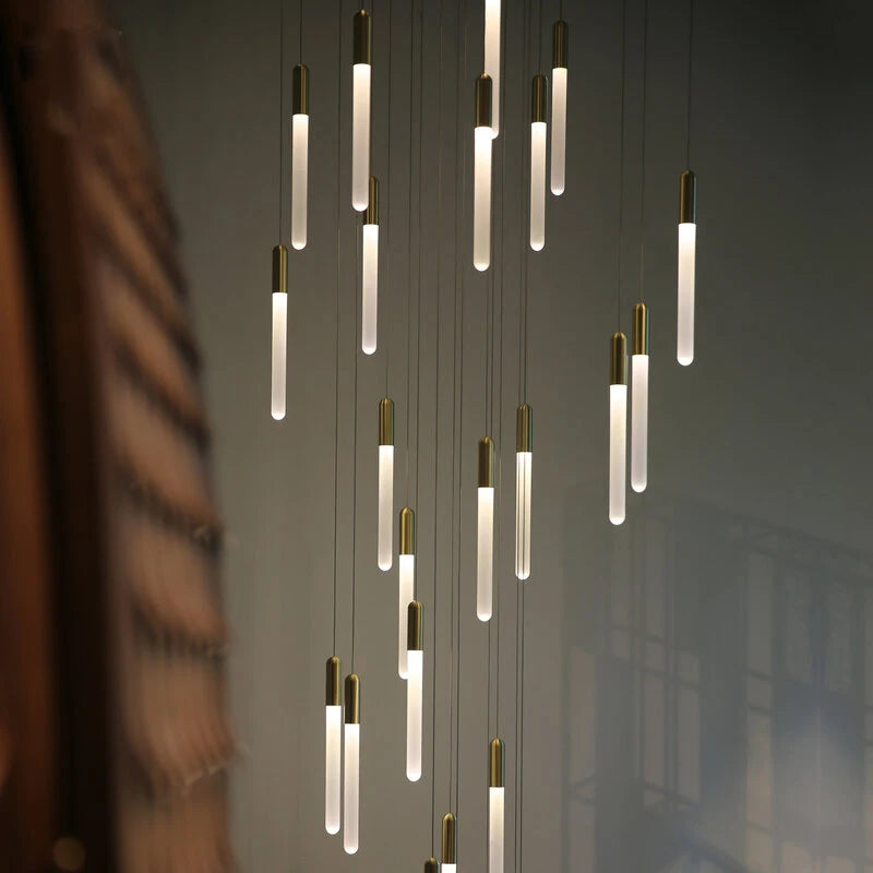 Minimalist Gold Copper Pendant Light for Staircase