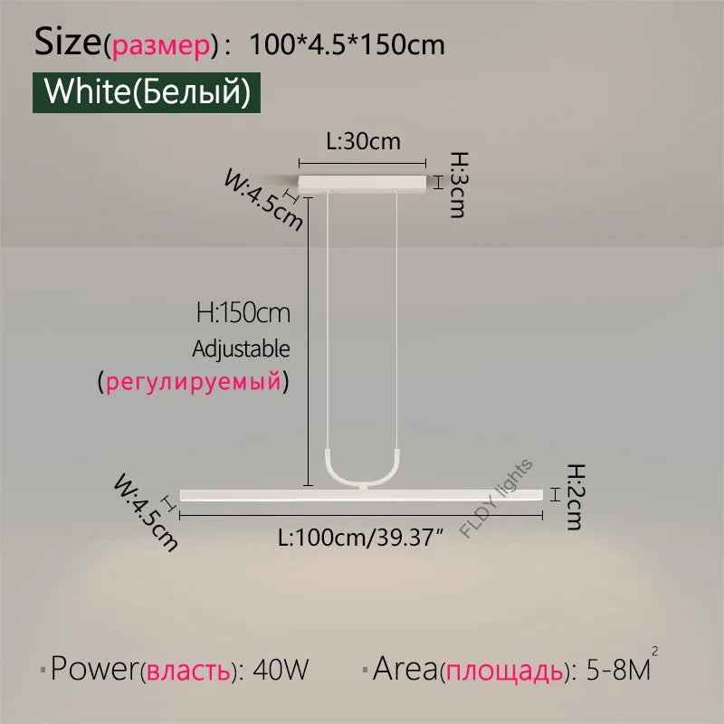 Minimalist Iron Pendant Light - Linear Hanging Lamp