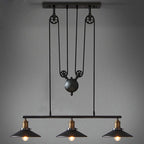 Industrial Iron Pendant Light with Pulley System