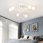 Modern Gold Sputnik Semi Flush Ceiling Light for Bedroom and Living Room