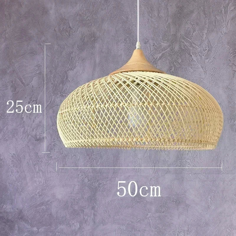Handwoven Rattan Pendant Light - Bohemian Wabi Sabi