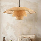Vintage Rattan Pendant Lamp Handmade Suspension