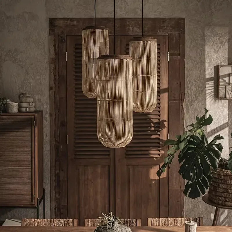 Wabi-sabi Rattan Hand-woven Pendant Light