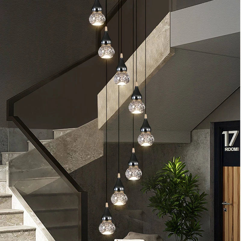 Crystal Glass Pendant Light for Staircase & Entryway