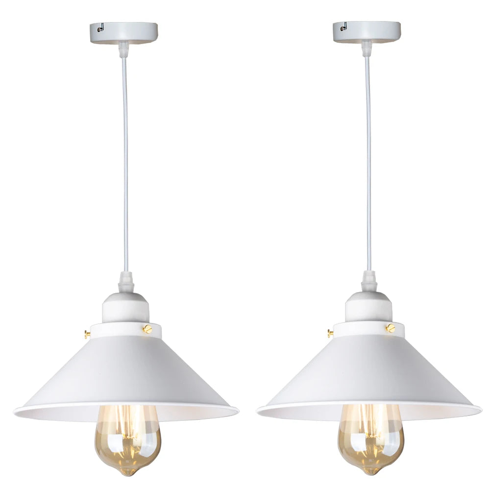 Retro Industrial Black Cone Pendant Light with Brass Fitting for Kitchen