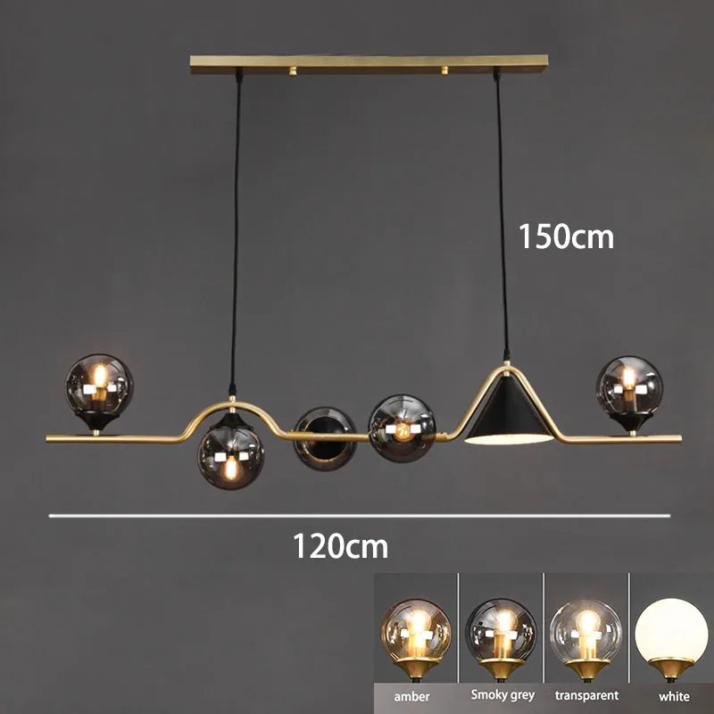 Nordic Iron Glass Pendant Light for Dining Room