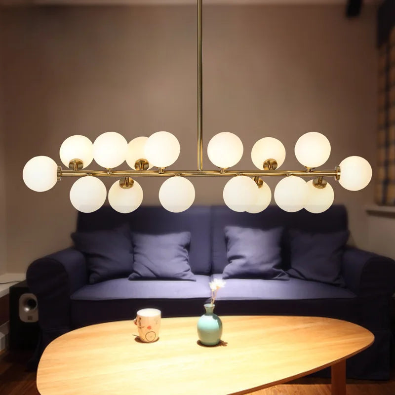 Scandinavian Ring Chandelier Glass Ball Pendant Light