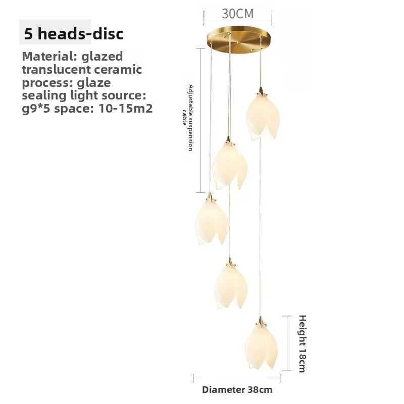 Nordic Ceramic Petal Pendant Light for Dining Room