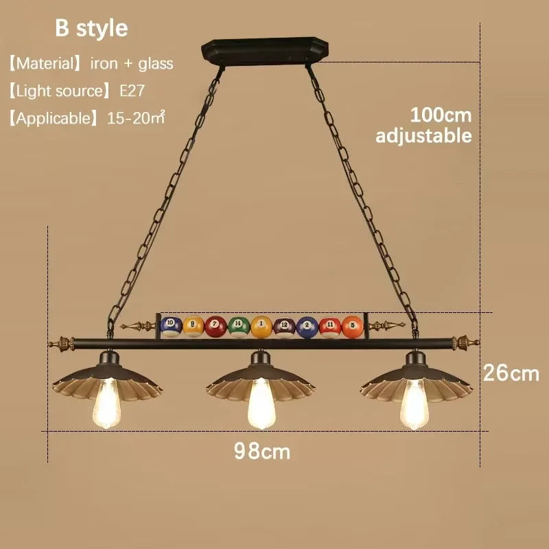 Lámpara colgante de hierro negro industrial con 3 luces