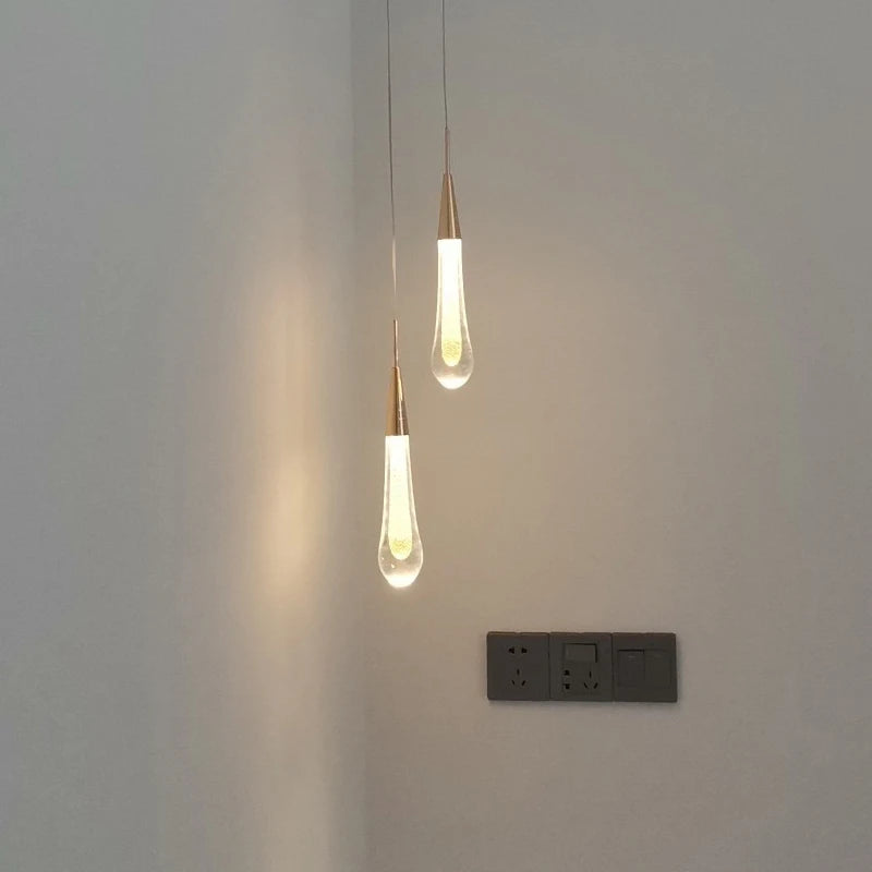 Modern Water Drop Led Pendant Lamp Gold/Black/Brass Crystal Glass Pendant Light Living room Bedroom Bedside Small Chandelier