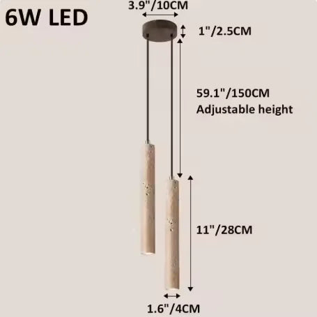 Slim Travertine Led Pendant Lamp Natural Stone Suspension Ceiling Hanging Light for Bedroom Bedside Dining Room Kitchen Island