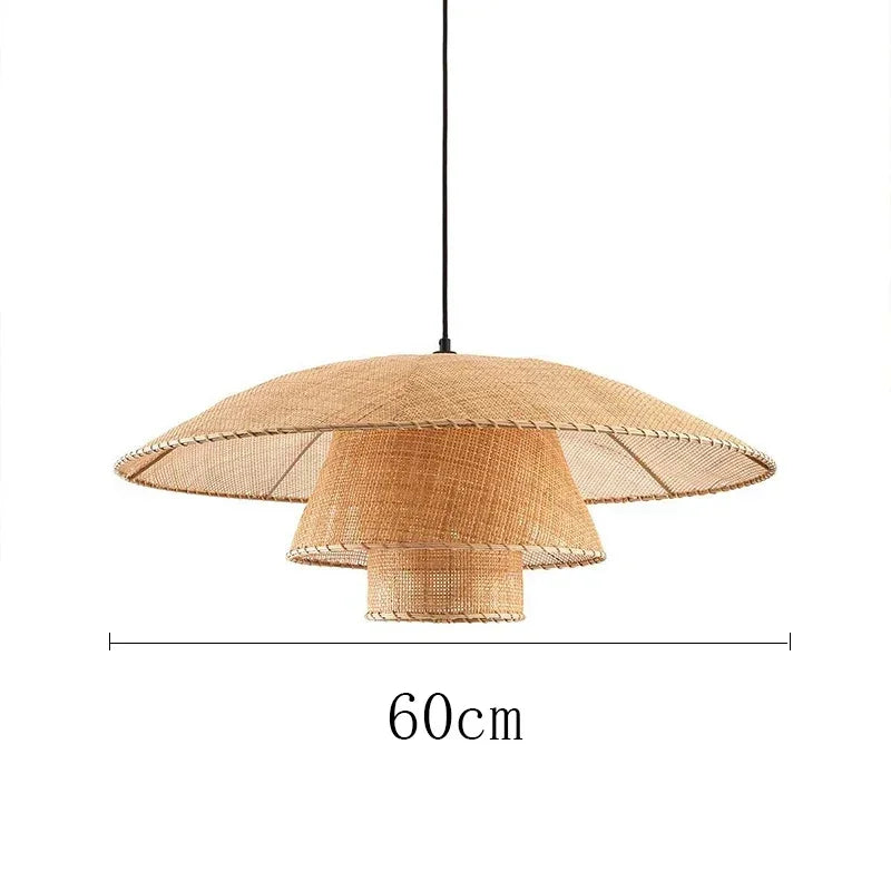 Vintage Rattan Pendant Lamp Handmade Suspension
