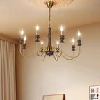 Retro Metal Chandelier with Dark Wood Accents