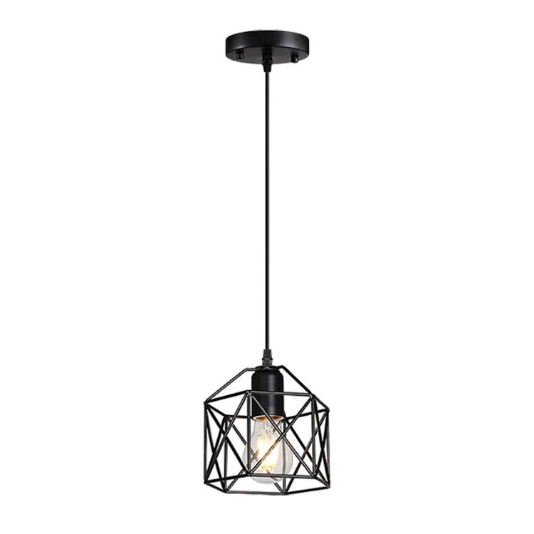 Industrial Iron Geometric Pendant Light for Dining