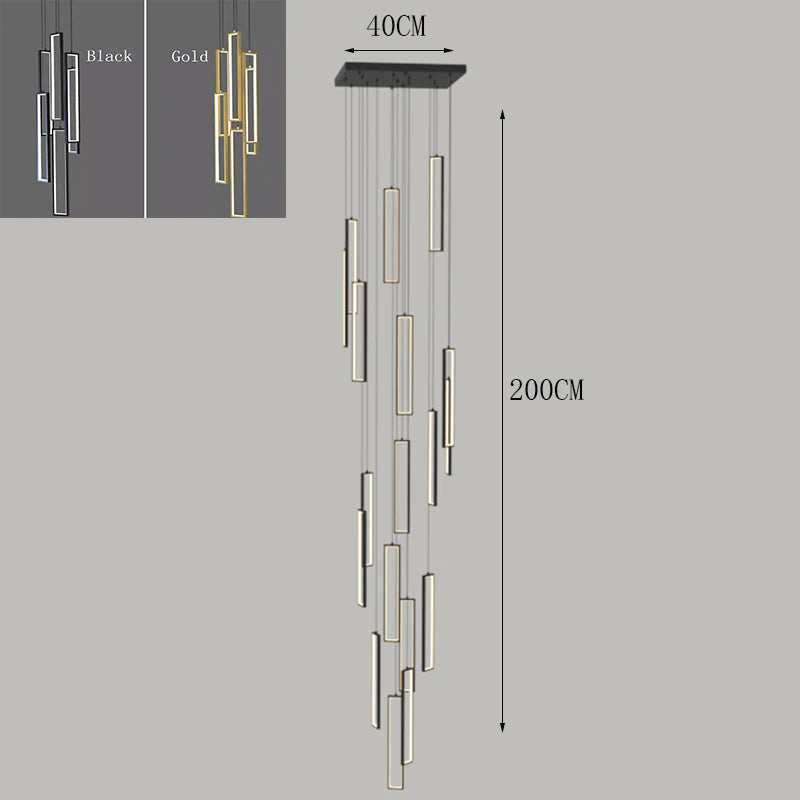 Minimalist Gold Hanging Pendant Light for Stairwell