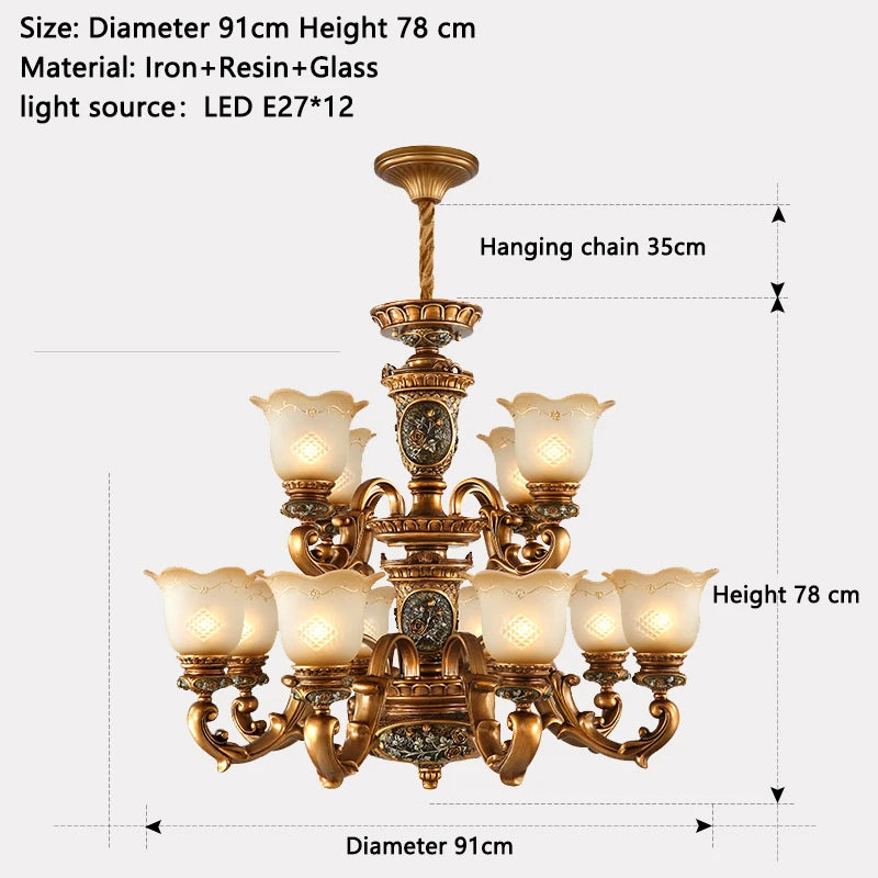 European Retro Iron Resin Pendant Lamp