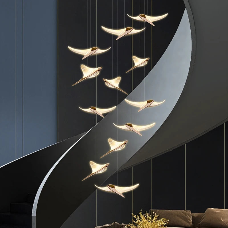 Nordic Acrylic Bird Pendant Light for Stairwell
