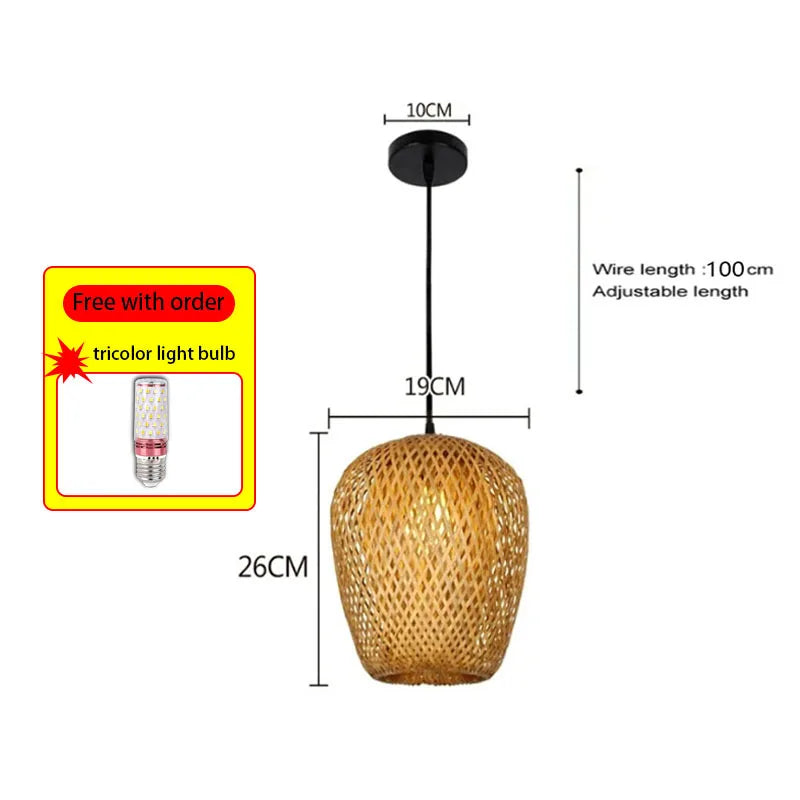 Bamboo Rattan Woven Pendant Light Chandelier