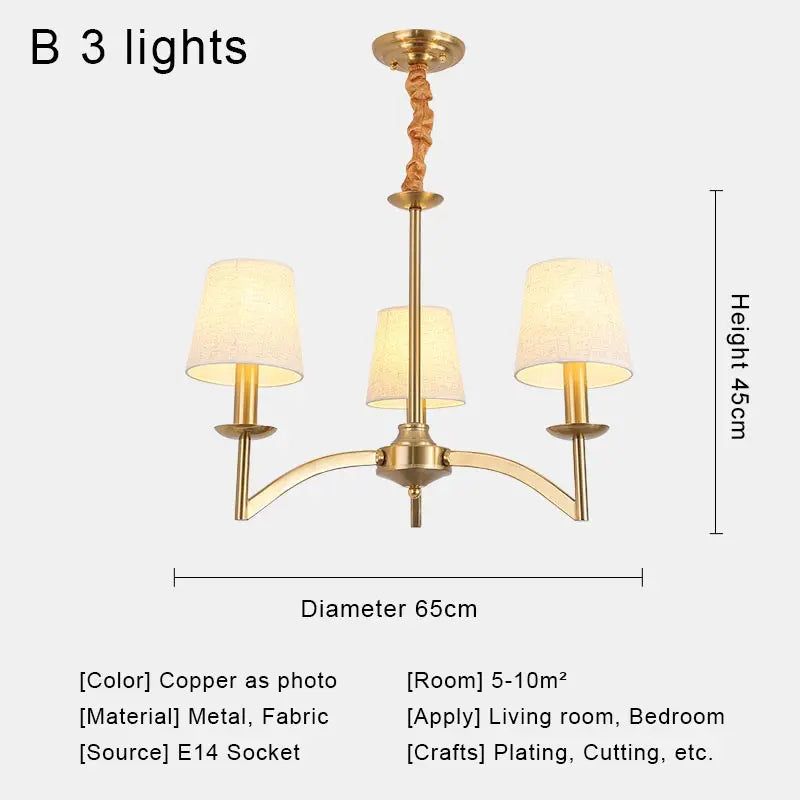 Gold Iron Candle Chandelier Pendant Light