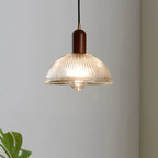 Vintage Glass Pendant Light with Iron Base