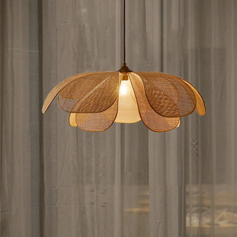 Modern Rattan Petal LED Pendant Lamp