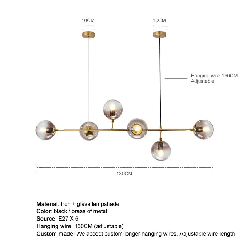Lámpara Colgante Minimalista de Cristal para Comedor