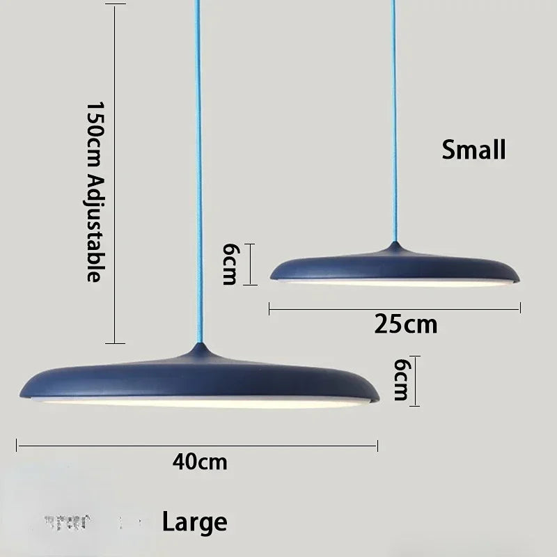 Nordic Flat Saucer LED Pendant Light in Four Colors for Kitchen Island