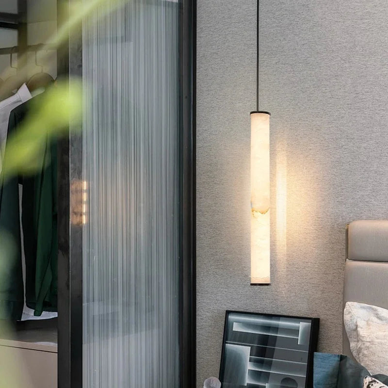 Minimalist Copper Marble Pendant Light for Bedroom