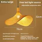 Bohemian Rattan Pendant Light - Woven Hat Design