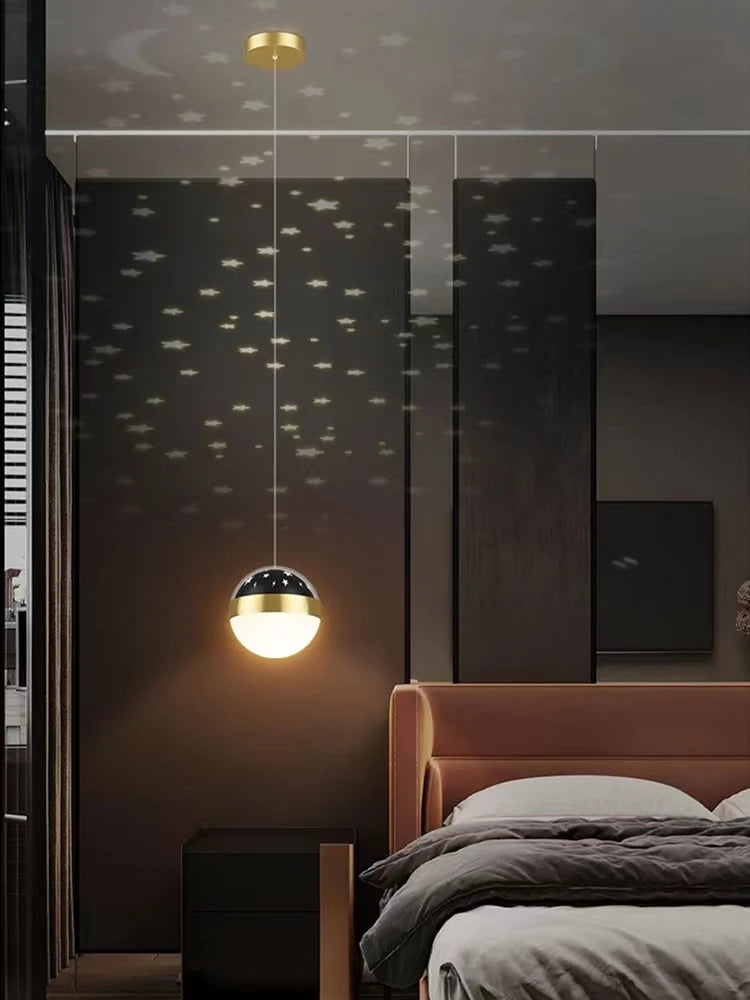 Nordic Iron Moon Star Pendant Light for Bedroom