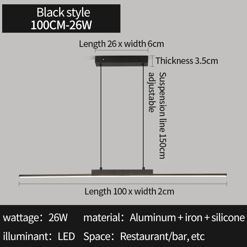 Minimalist Iron Linear Pendant Light for Dining