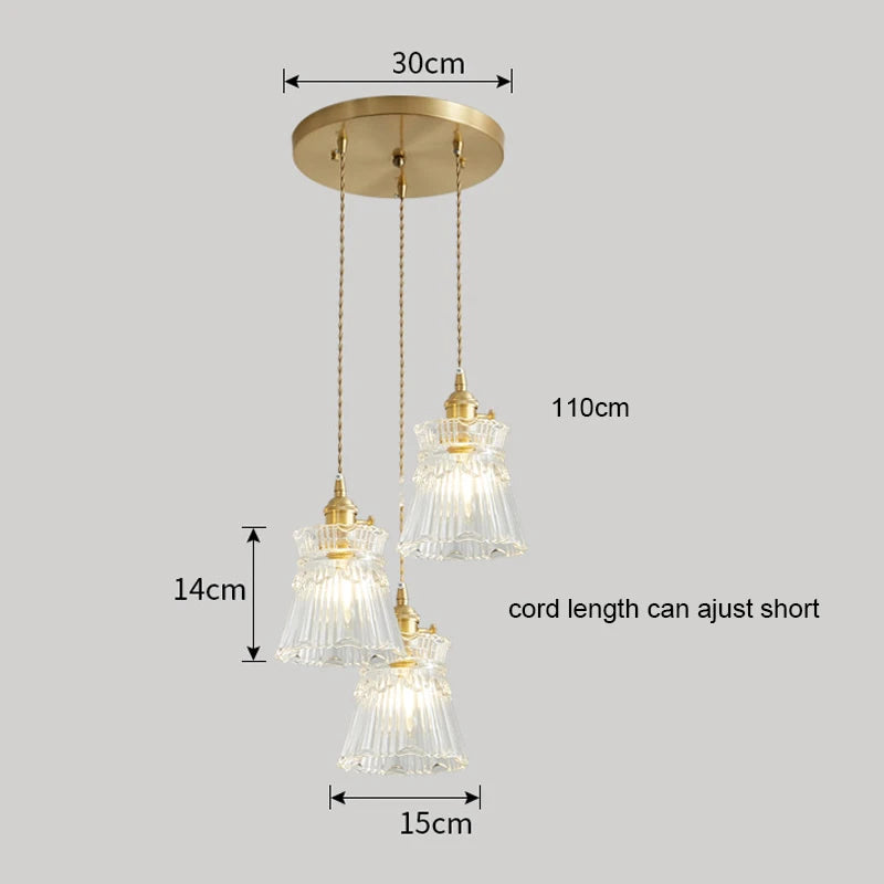 Nordic Glass Pendant Light with Brass Fixture