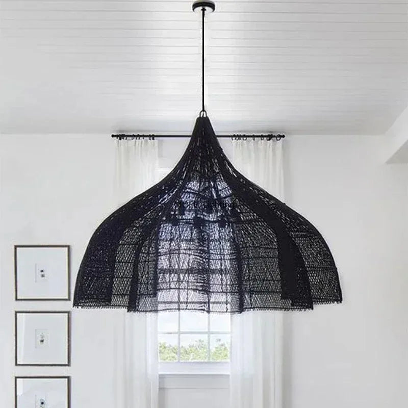 Retro Rattan Pendant Light - Wabi-Sabi Design