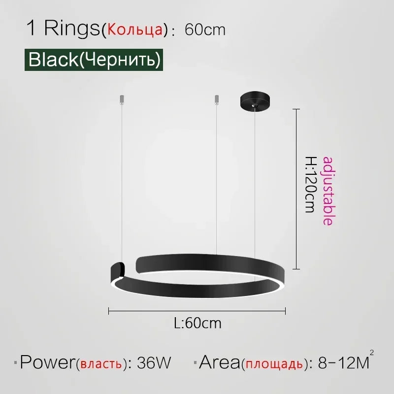 Nordic Copper Ring Pendant Light for Dining Room