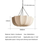 Wabi Sabi Pleated Fabric Lotus Chandelier with Iron Chains for Living Room