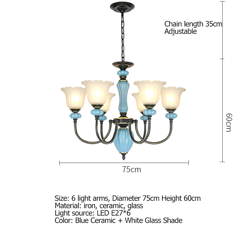 Retro Rustic Ceramic Chandelier Dining Room
