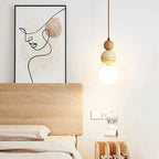 Lámpara colgante nórdica de madera y cristal para dormitorio